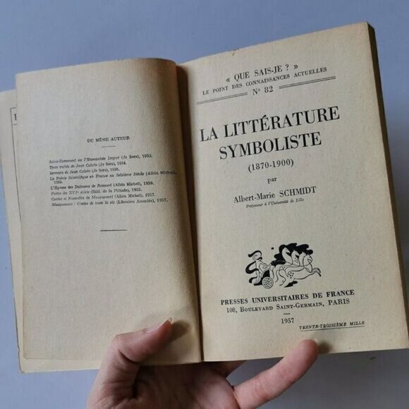 1957 La Litterature Symboliste French Book, France Literary Artistic Movement - Picture 5 of 9